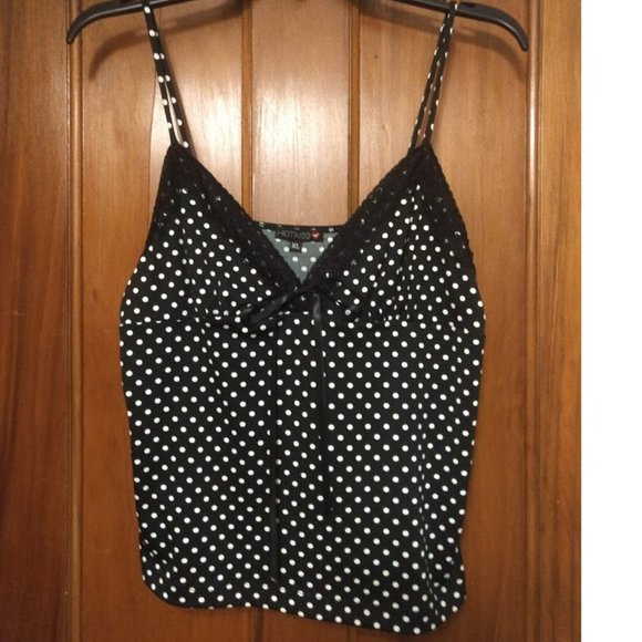 Y2K Hot kiss black and white polka dot top sz XL - Picture 1 of 4